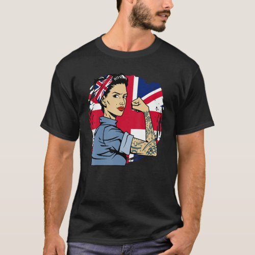 Uk British Strong Women United Kingdom Great Brita T_Shirt