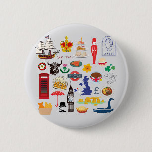  UK British Symbols Button