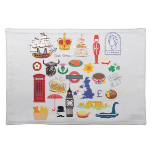 UK British Symbols Cloth Placemat