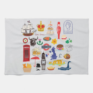 UK British Symbols Kitchen Towel