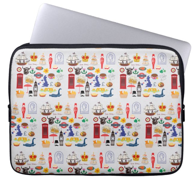 UK British Symbols Laptop Sleeve (Front)