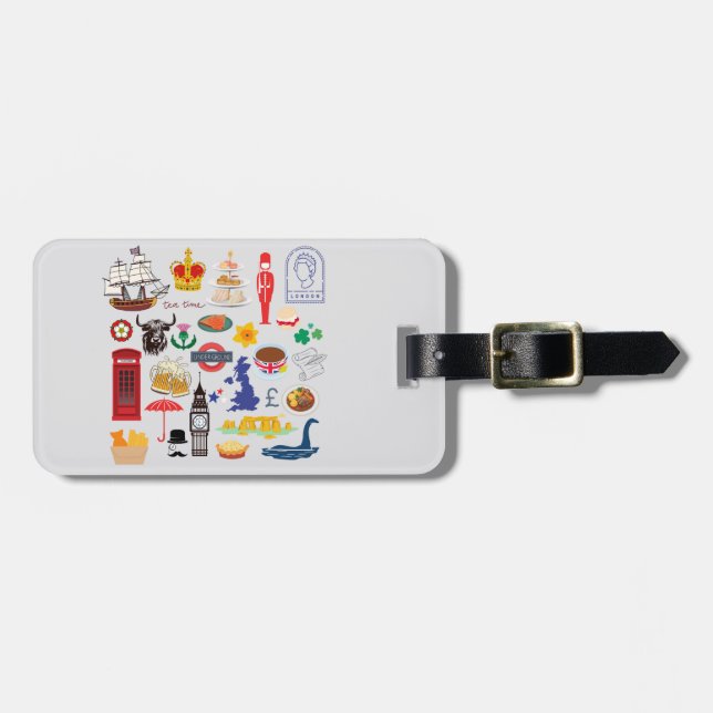 UK British Symbols Luggage Tag (Front Horizontal)