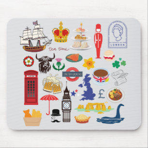 UK British Symbols Mouse Pad