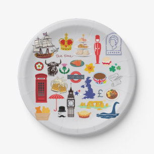 UK British Symbols Paper Plates