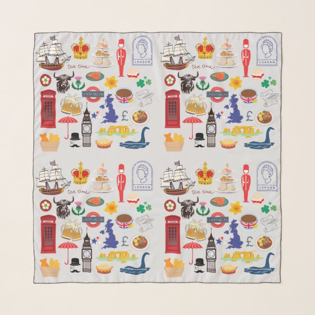 UK British Symbols Scarf (Front)