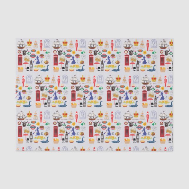  UK British Symbols Tissue Paper (Front)