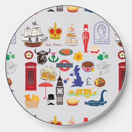 UK British Symbols Wireless Charger (Front)