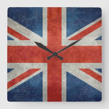 Uk British Union Jack  Flag Retro Style Clock by Lonestardesigns2020 at Zazzle