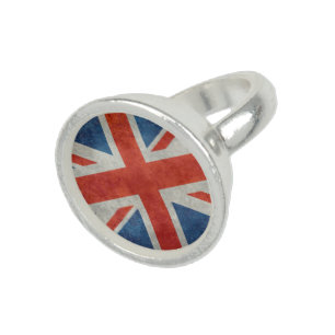 UK British Union Jack flag retro style silver ring