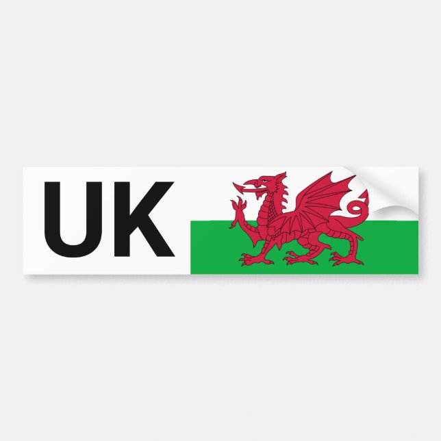 UK Car Sticker & Wales travel abroad /Welsh flag (Front)