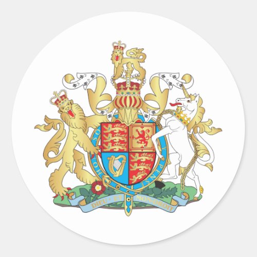 UK coat of arms Classic Round Sticker