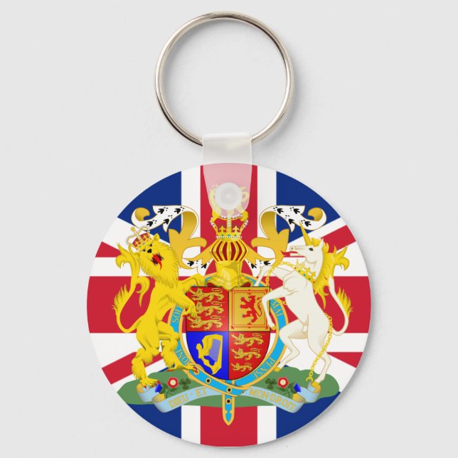UK Coat of Arms & Flag Keychain (Front)