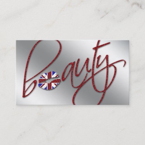 UK Cosmetology Business Card Beauty Red Sparkle