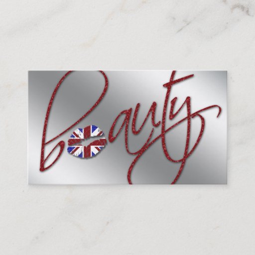 Customizable UK Cosmetology Business Card Beauty Red Sparkle