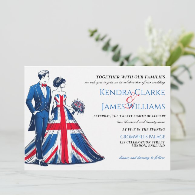 UK Couple Wedding Invitation (Standing Front)