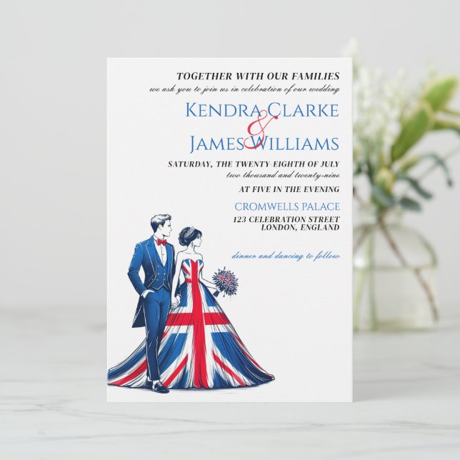 UK Couple Wedding Invitation (Standing Front)