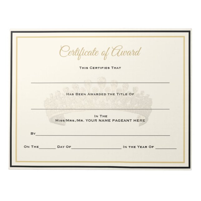 UK Crown Certificates-Award Notepad (Front)