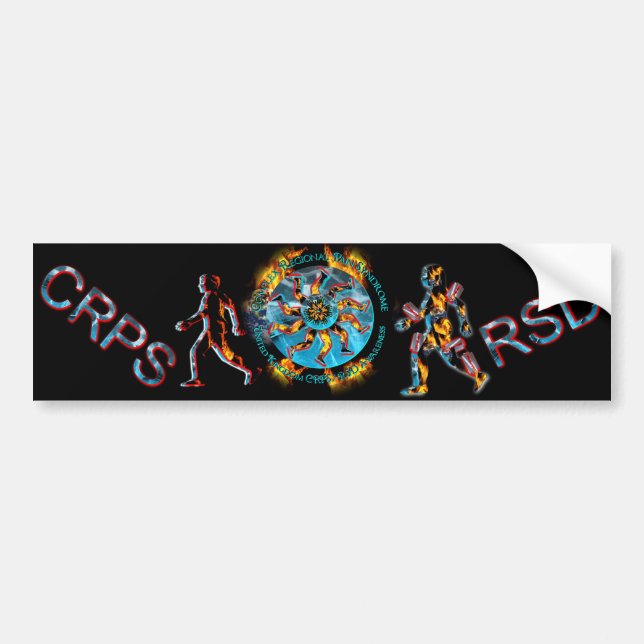 UK CRPS/RSD Hand & Leg Starburst Flaming Globe 2f  Bumper Sticker (Front)