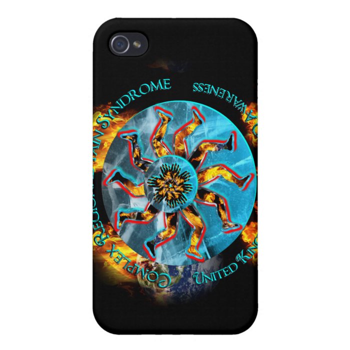 UK CRPS/RSD Hand & Leg Starburst Flaming I4 Case Cover For iPhone 4