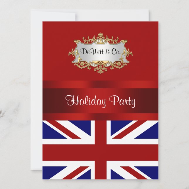 UK England Flag Christmas Holiday Invitation (Front)