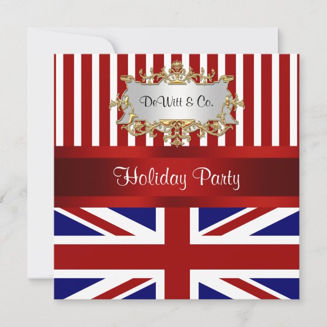 UK England Flag Party Invitation Red White Blue (Front)