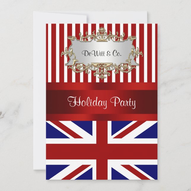 UK England Flag Party Invitation Red White Blue V2 (Front)