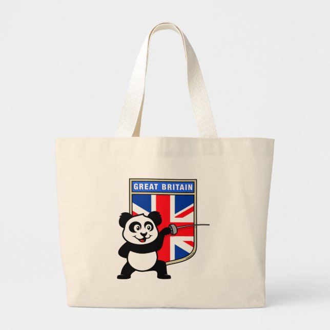 UK Fencing Panda Large Tote Bag (Front)