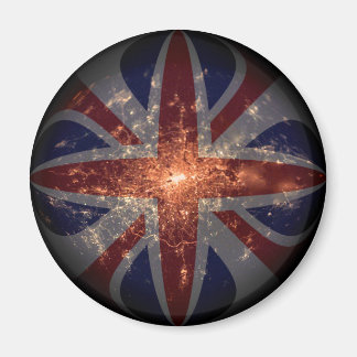 UK Fisheye Flag over London at Night Magnet
