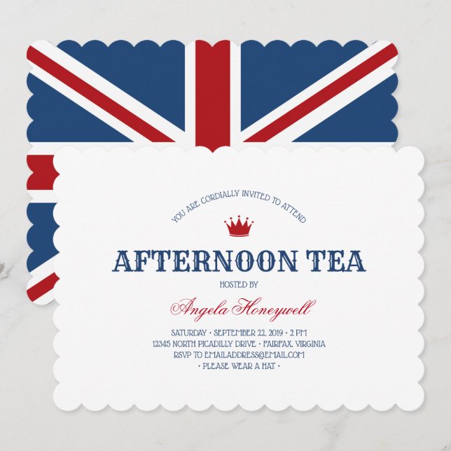UK Flag Afternoon Tea Party Invitation (Front/Back)