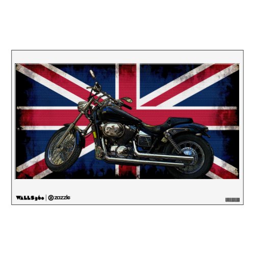 UK Flag and Arty Motorcycle Design Wall Decal