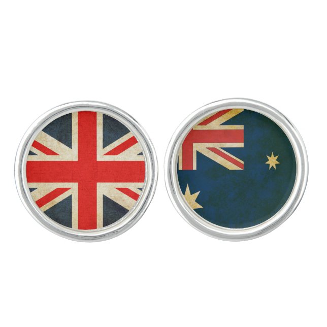 UK Flag and Australian Flag Cuff Links (Front)