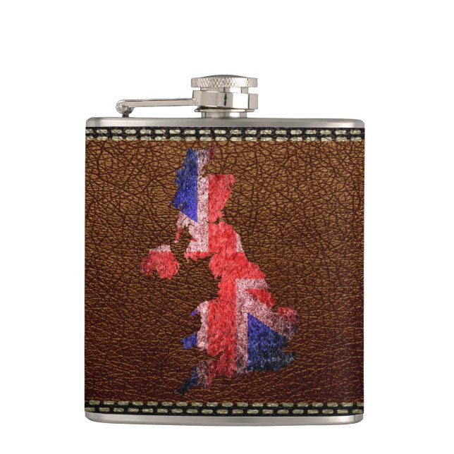 UK Flag and Map Hip Flask (Front)