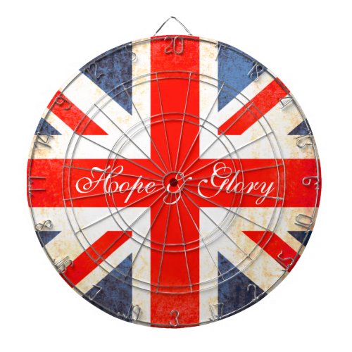 UK flag antiqued style hope  glory dart board