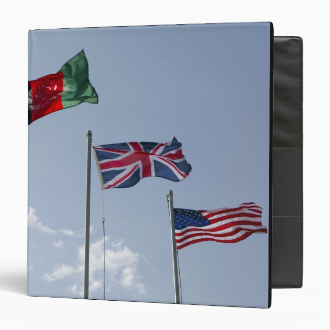 UK Flag between the Afghan and US flags Binder (Front/Inside)