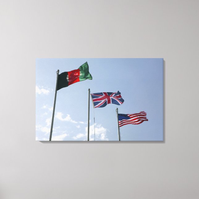 UK Flag between the Afghan and US flags Canvas Print (Front)
