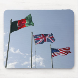 UK Flag between the Afghan and US flags Mouse Pad