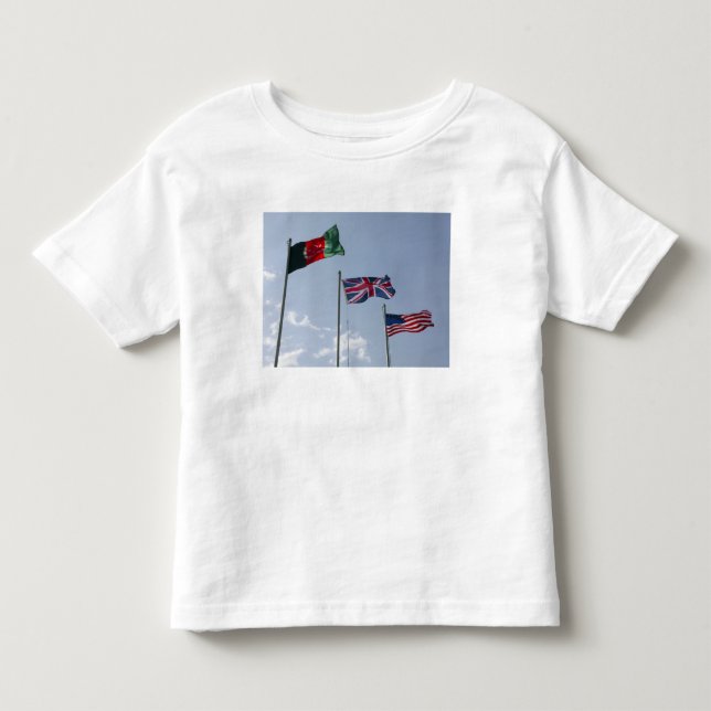UK Flag between the Afghan and US flags Toddler T-shirt (Front)