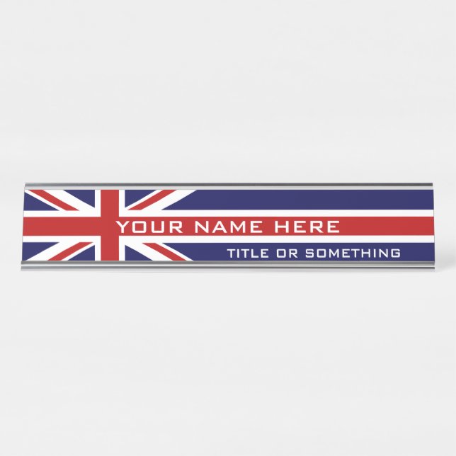 UK Flag Desk Name Plate (Front)