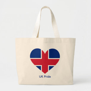 UK Flag Heart British Love Gift Large Tote Bag