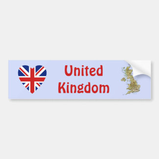 UK Flag Heart + Map Bumper Sticker
