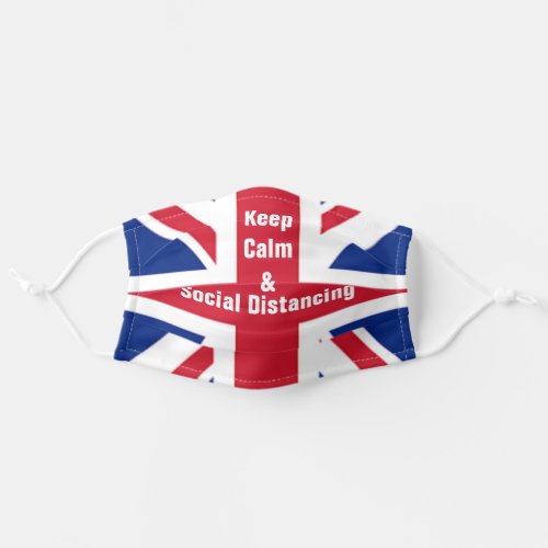 uk flag keep calm and social distancing adult cloth face mask