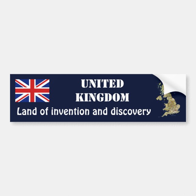 UK Flag + Map Bumper Sticker (Front)