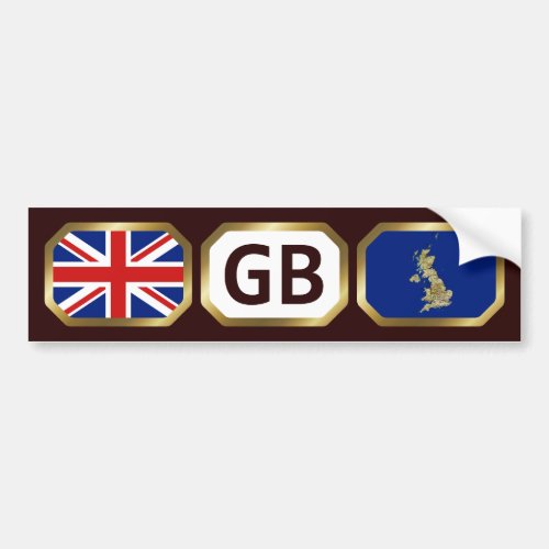 UK Flag Map Code Bumper Sticker