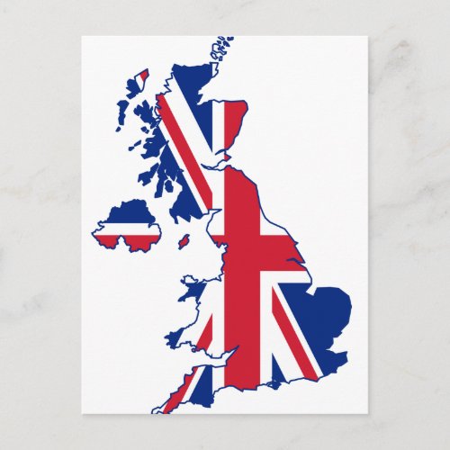 UK Flag Map Postcard