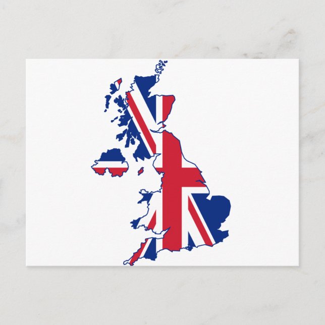 UK Flag Map Postcard (Front)