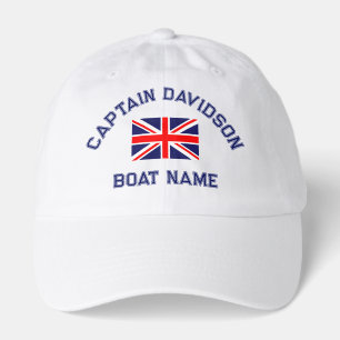 UK Flag Nautical Boat Name Captain Hat