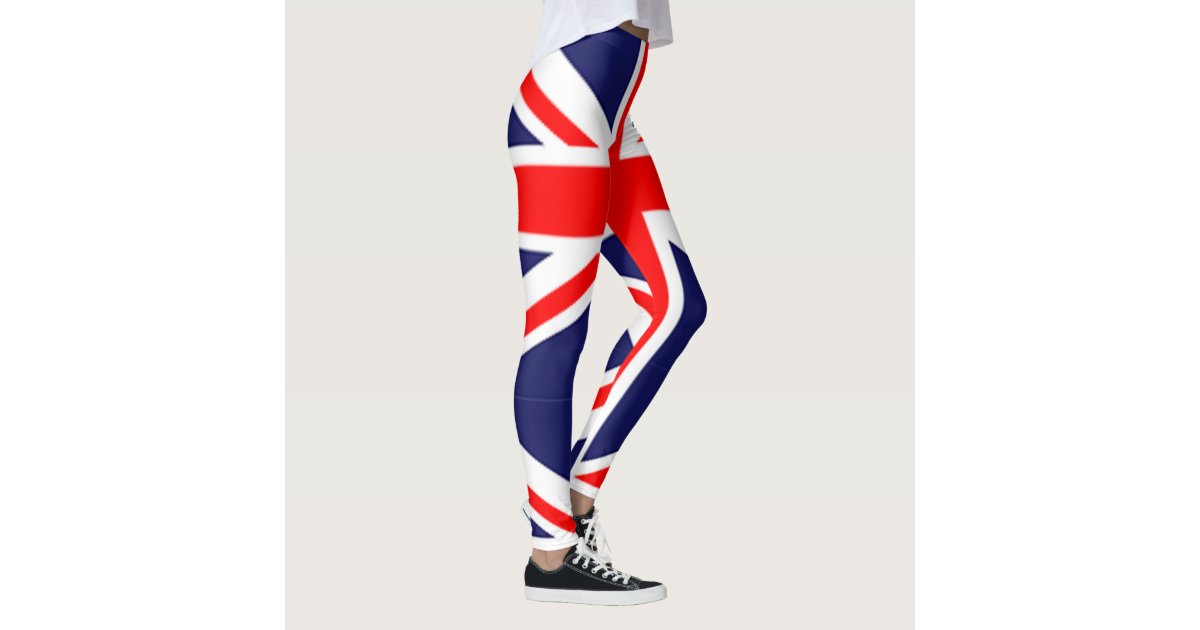 uk flag pattern red blue white union jack leggings | Zazzle
