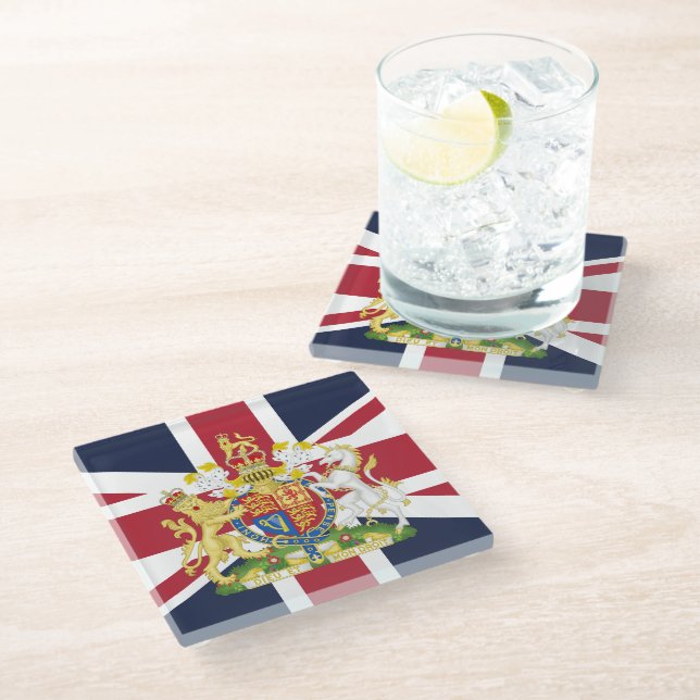 UK flag phone case Glass Coaster (Angled)