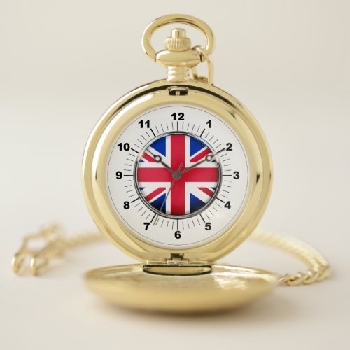  UK Flag Pocket Watch Gold   Pocket Watch