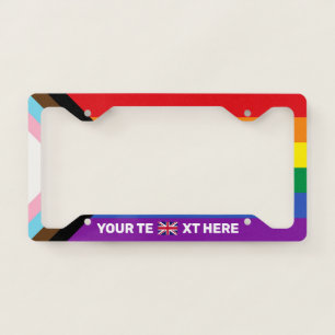 UK Flag Progress Pride LGBT Rainbow Personalized License Plate Frame